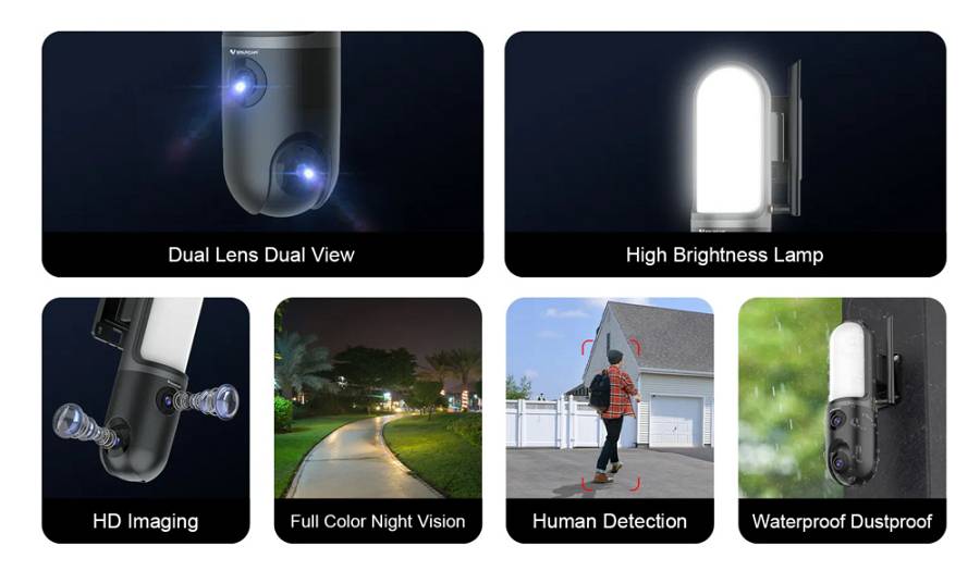 VSTARCAM smart κάμερα FC4 με φωτισμό, dual lens, 3MP, WiFi, SD, PTZ, IP66 FC4