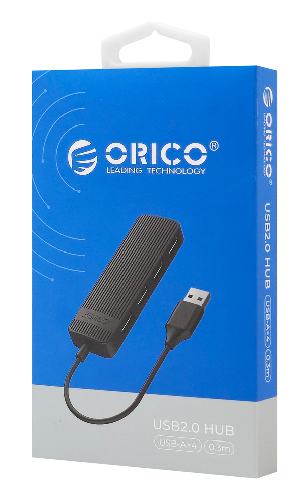 ORICO USB hub FL02, 4x θυρών, USB 2.0, 480Mbps, USB σύνδεση, μαύρο FL02-BK-BP-HW