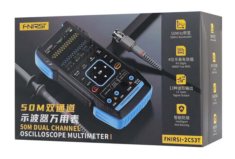 FNIRSI 3 σε 1 παλμογράφος/πολύμετρο/signal generator χειρός 2C53T, επαναφορτιζόμενο FNR-2C53T