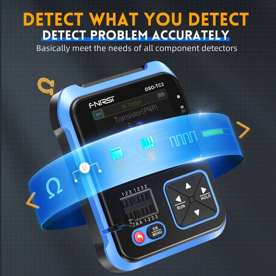 FNIRSI 3 σε 1 παλμογράφος/signal generator/transistor tester χειρός DSO-TC3, επαναφορτιζόμενο FNR-DSO-TC3