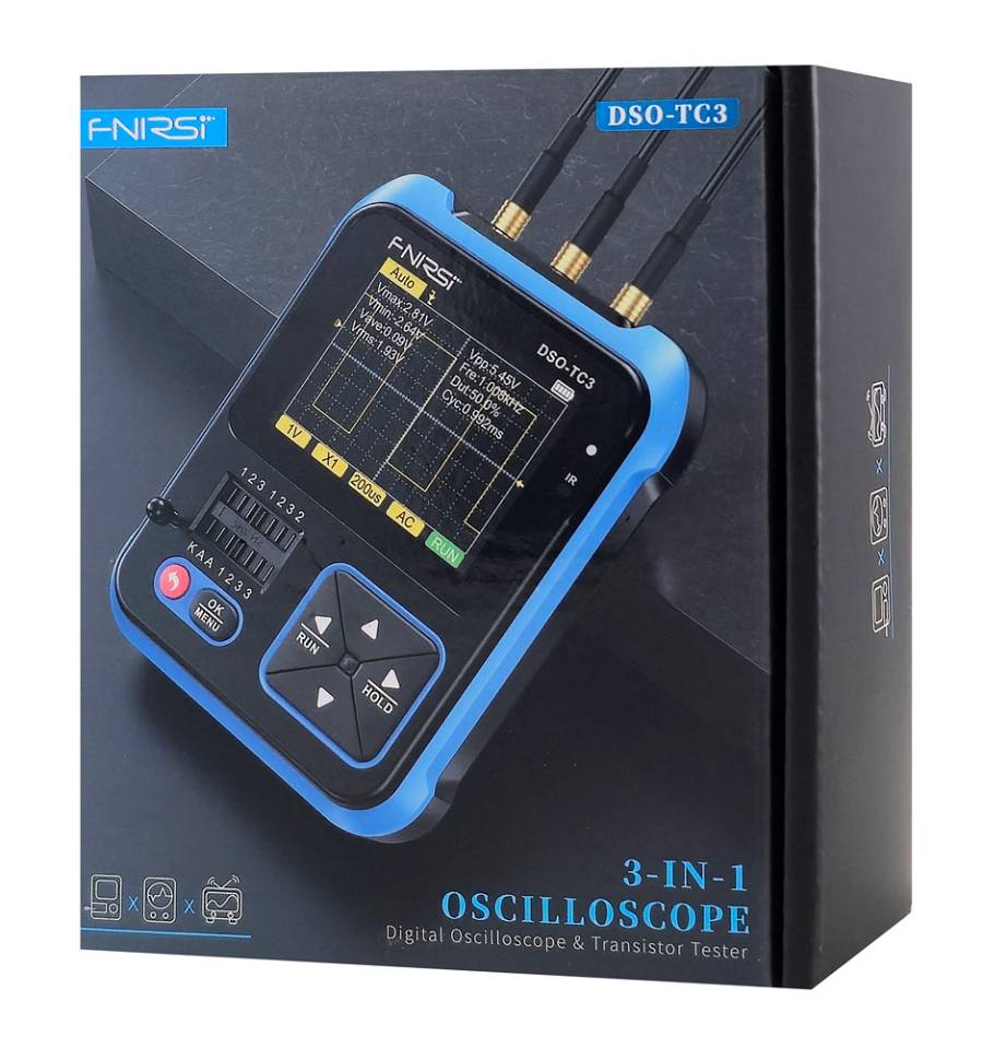 FNIRSI 3 σε 1 παλμογράφος/signal generator/transistor tester χειρός DSO-TC3, επαναφορτιζόμενο FNR-DSO-TC3