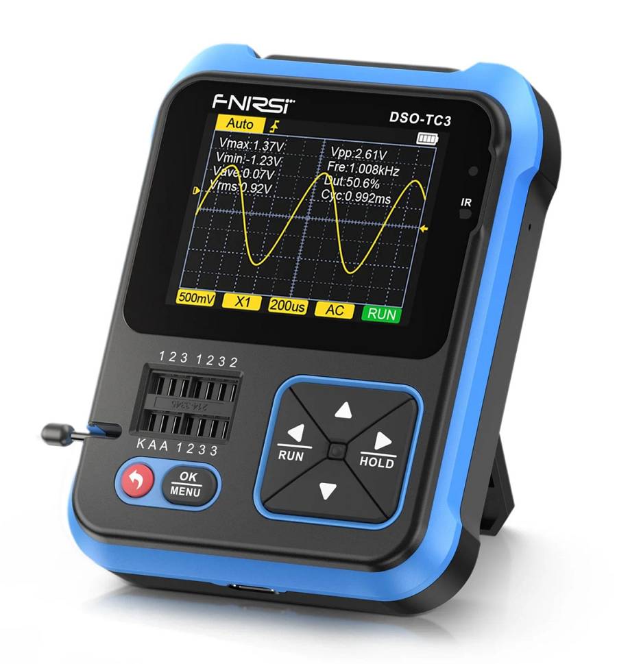 FNIRSI 3 σε 1 παλμογράφος/signal generator/transistor tester χειρός DSO-TC3, επαναφορτιζόμενο FNR-DSO-TC3