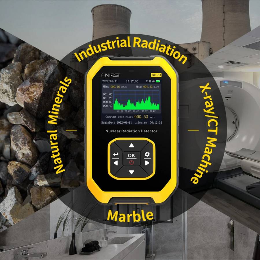 FNIRSI ψηφιακός μετρητής ακτινοβολίας GC-01, β/γ/Χ ακτίνες, επαναφορτιζόμενος FNR-GC-01-YL
