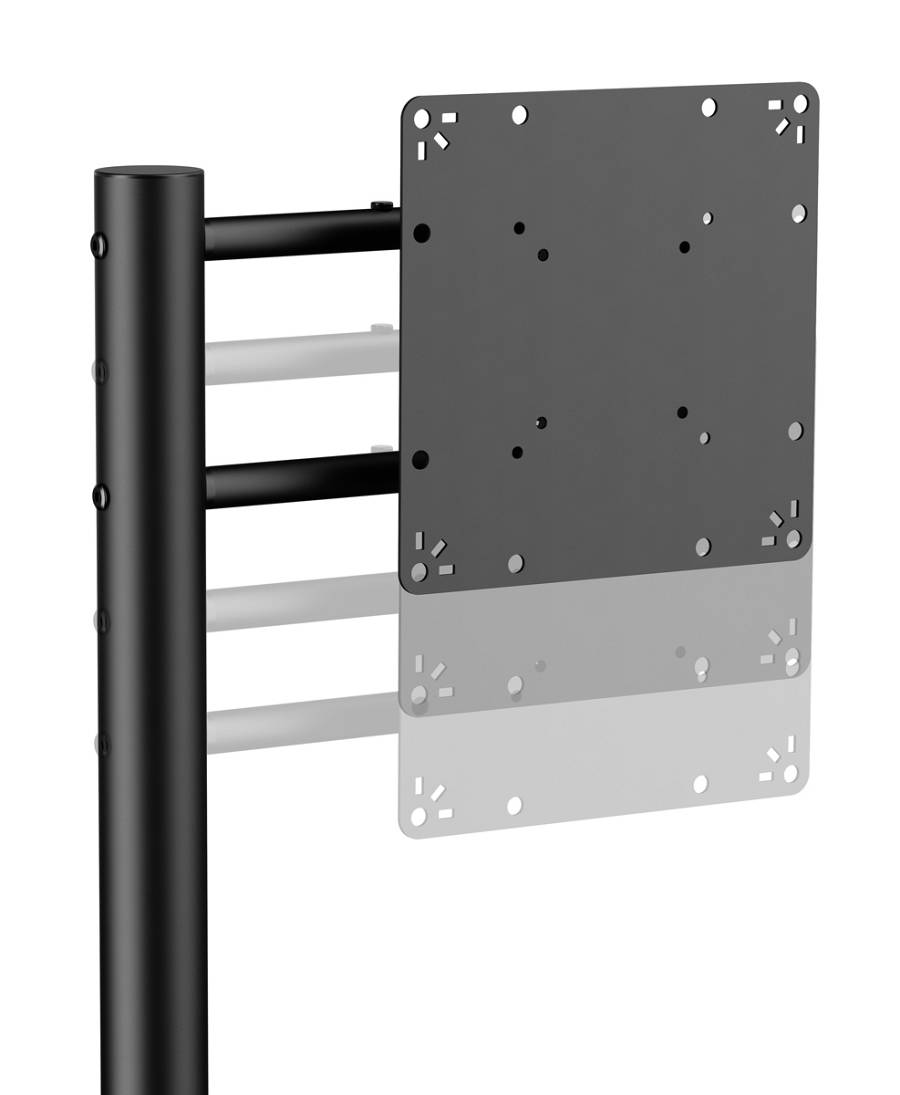 BRATECK βάση τηλεόρασης δαπέδου FS54-22T-02W, 17-43, έως 15kg, με ράφι & ροδάκια, μαύρη FS54-22T-02W-BK