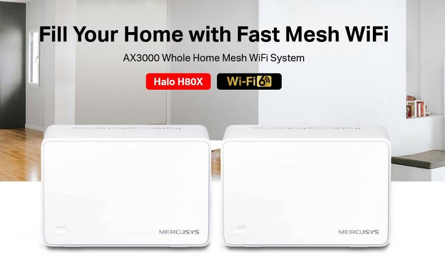 MERCUSYS Mesh Wi-Fi 6 System Halo H80X, 3Gbps Dual Band, 2τμχ, Ver. 1.0 HALO-H80X-2PACK