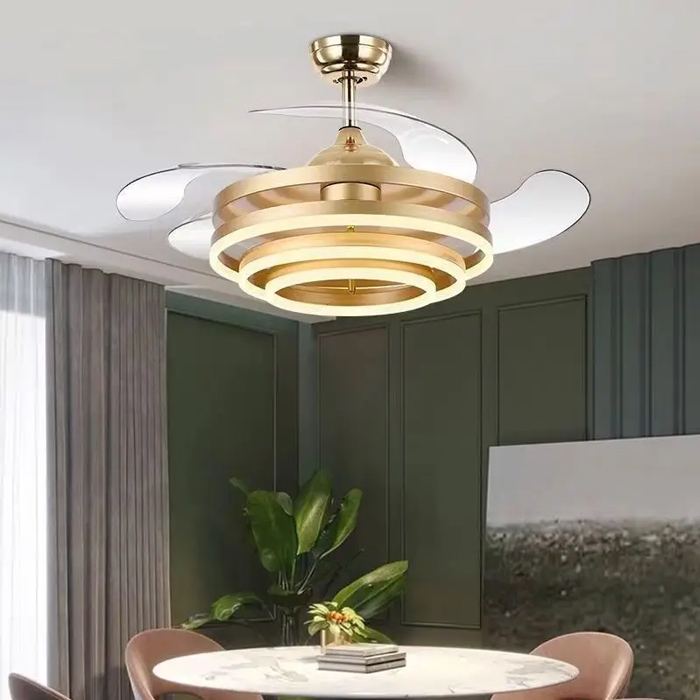 POWERTECH ανεμιστήρας οροφής HLL-0130 με LED φως, 72W, Φ106x50cm, χρυσός HLL-0130