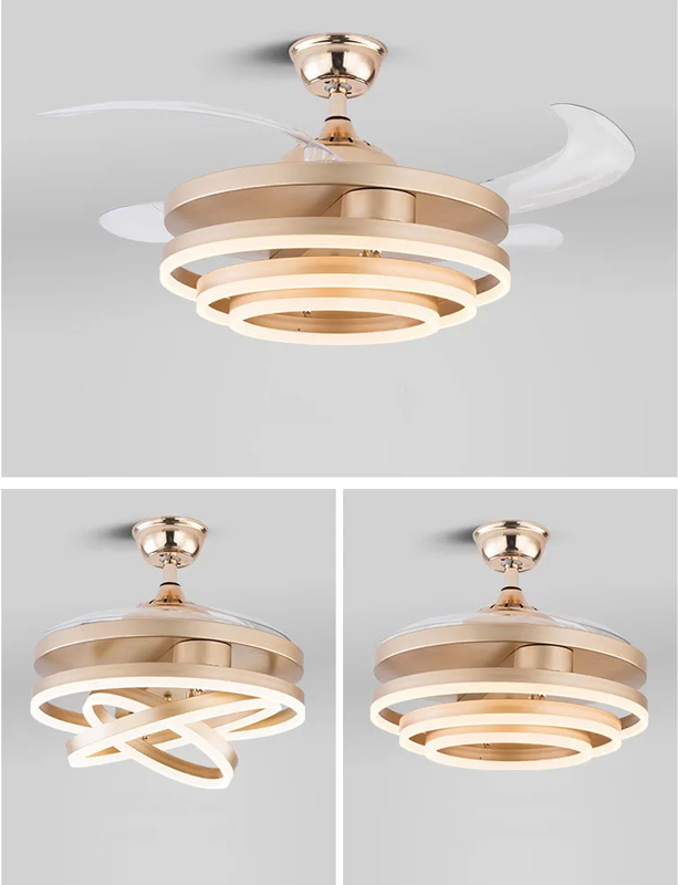 POWERTECH ανεμιστήρας οροφής HLL-0130 με LED φως, 72W, Φ106x50cm, χρυσός HLL-0130