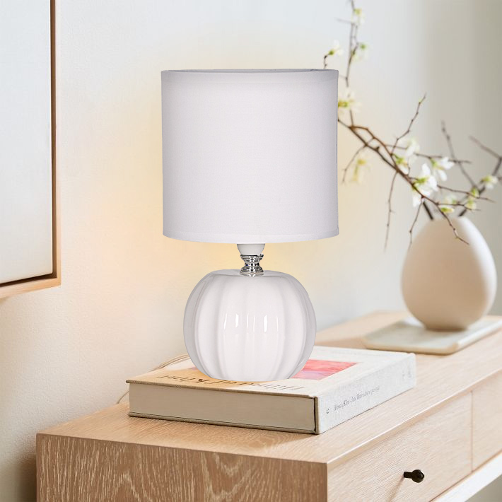 POWERTECH επιτραπέζιο φωτιστικό HLL-0139, E27, κεραμική βάση, λευκό HLL-0139