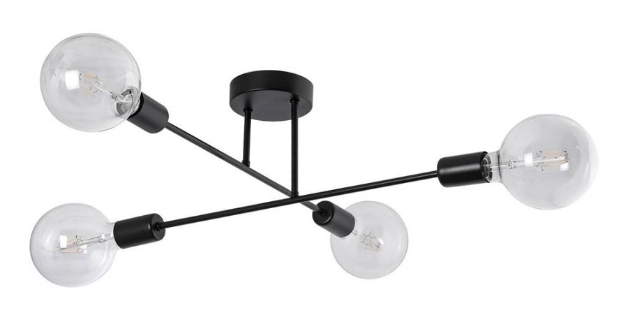 POWERTECH φωτιστικό οροφής HLL-0149, 4x E27, μεταλλικό, μαύρο HLL-0149