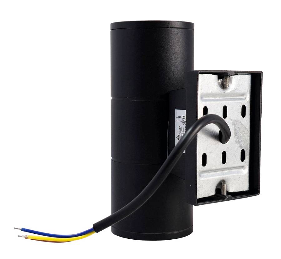 POWERTECH φωτιστικό τοίχου HLL-0190 για 2x GU10 λάμπες, μεταλλικό, IP65, μαύρο HLL-0190