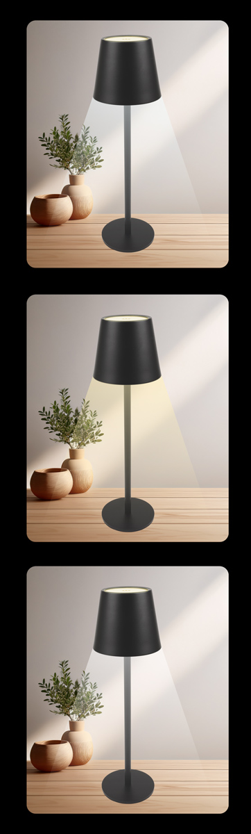 POWERTECH LED επιτραπέζιο φωτιστικό HLL-0193, ρυθμιζόμενο, επαναφορτιζόμενο, μαύρο HLL-0193