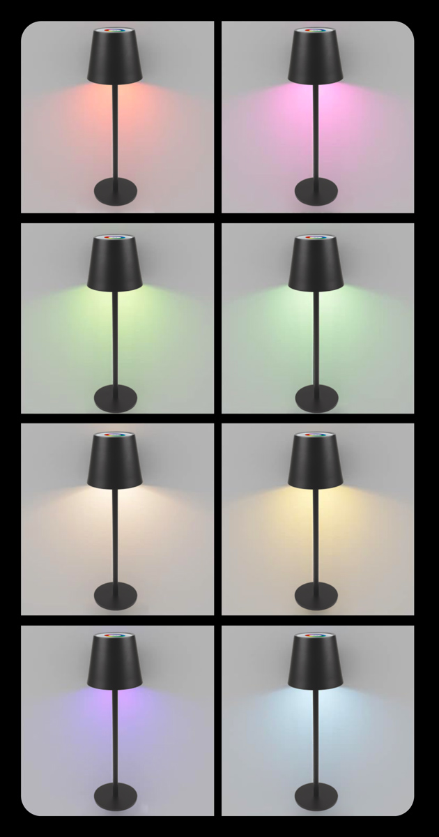 POWERTECH LED επιτραπέζιο φωτιστικό HLL-0196, RGB, ρυθμιζόμενο, επαναφορτιζόμενο, λευκό HLL-0196