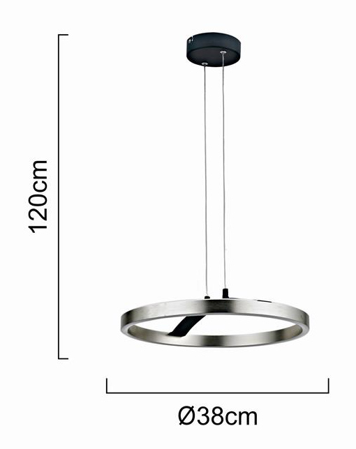 POWERTECH LED φωτιστικό οροφής HLL-0202, 29W, 4000K, Φ38x120cm, ασημί/μαύρο HLL-0202
