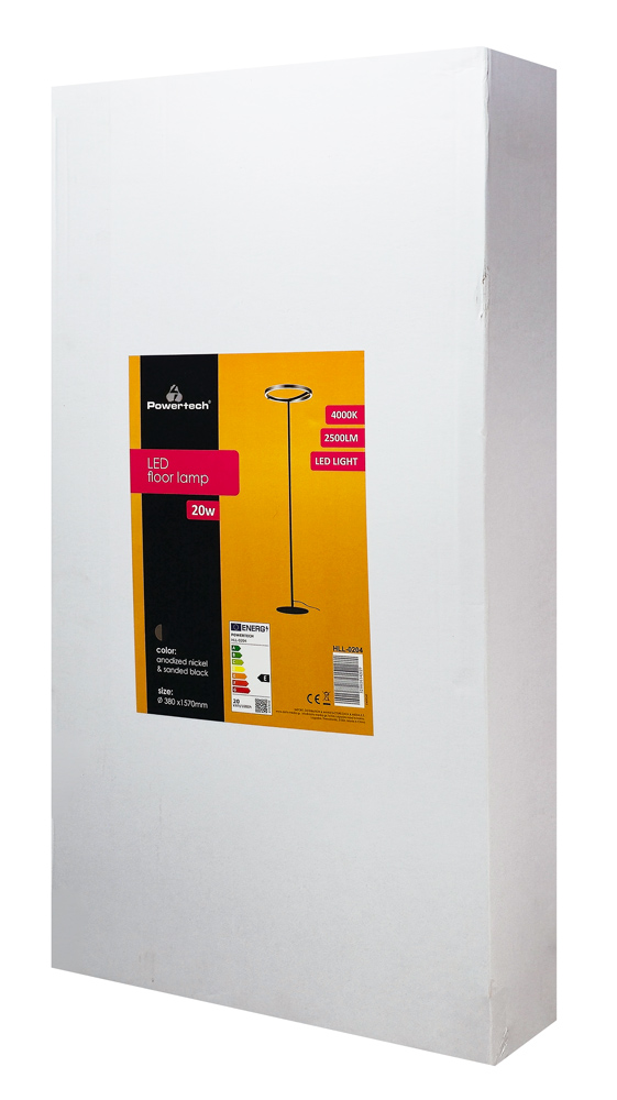 POWERTECH LED φωτιστικό δαπέδου HLL-0204, 42W, 4000K, Φ38x157cm, ασημί/μαύρο HLL-0204