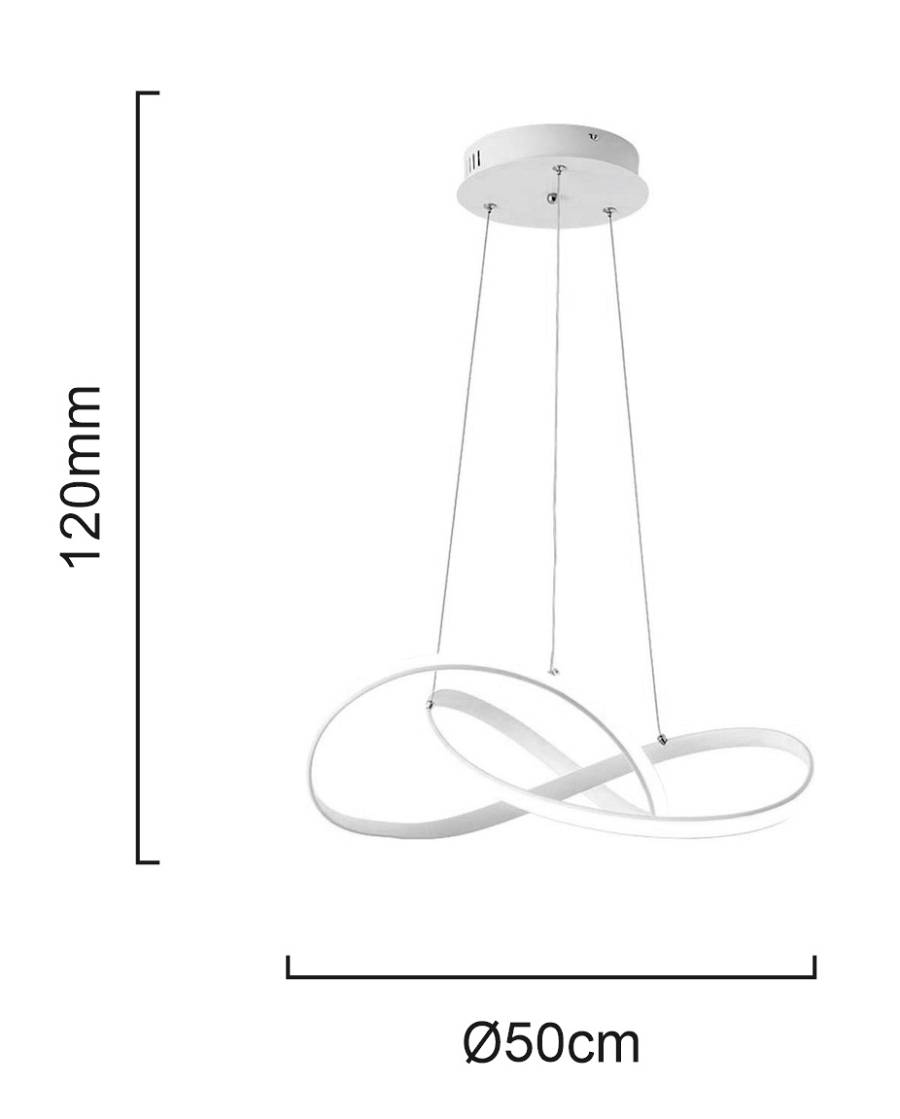 POWERTECH LED φωτιστικό οροφής HLL-0209, 48W, 4000K, Φ50cm x 120cm, λευκό HLL-0209