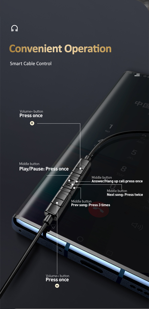 USAMS earphones με μικρόφωνο US-SJ482, USB-C, Φ10mm, 1.2m, πράσινα HSEP4302