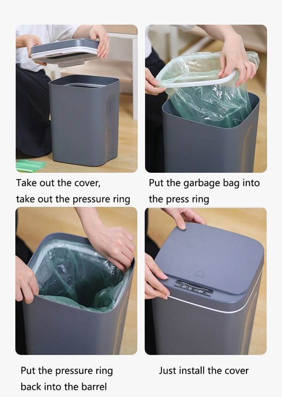 HOME USE κάδος απορριμμάτων HUH-0190 με φωτοκύτταρο, 14lt, γκρι HUH-0190