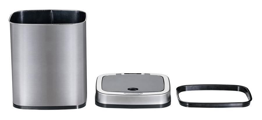 HOME USE κάδος απορριμμάτων HUH-0256 με φωτοκύτταρο, ανοξείδωτο ατσάλι, 15lt, ασημί HUH-0256