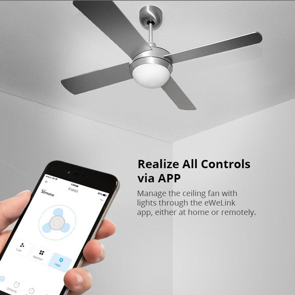 SONOFF smart διακόπτης ανεμιστήρα οροφής IFAN04 με RF χειριστήριο, Wi-Fi IFAN04-H
