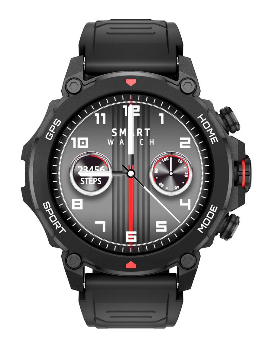 INTIME smartwatch G6 με 2x λουράκια, heart rate, 1.43 AMOLED, GPS, 5ATM/IP69, titanium black IT-070