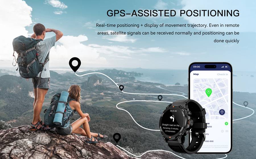 INTIME smartwatch G6 με 2x λουράκια, heart rate, 1.43 AMOLED, GPS, 5ATM/IP69, titanium black IT-070