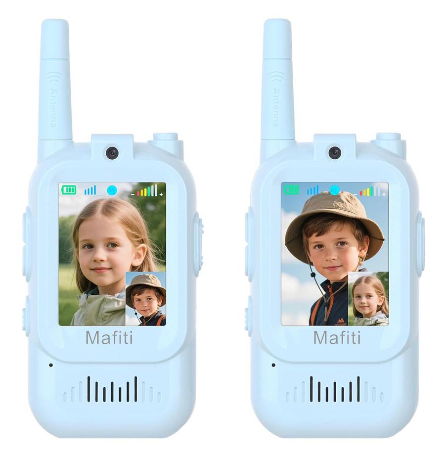 MAFITI παιδικά walkie talkie JK200 με οθόνη & κάμερα, 3+ ετών, επαναφορτιζόμενα, μπλε, 2τμχ JK200
