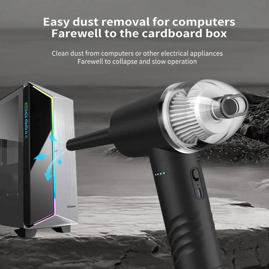 KINZIR 2 σε 1 σκουπάκι χειρός & air duster VC43, 70W, 6000mAh, μαύρο KNZ-VC43