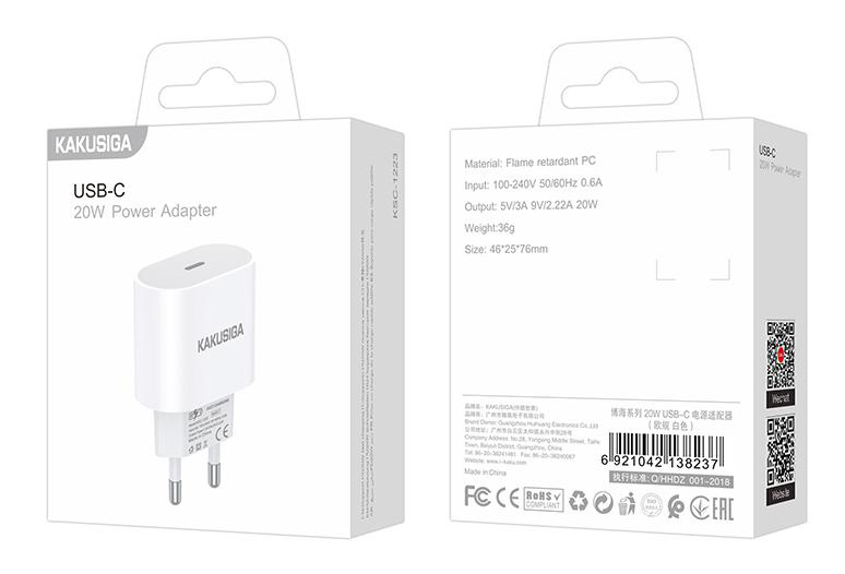 KAKUSIGA φορτιστής τοίχου KSC-1223, USB-C, 20W, λευκός KSC-1223