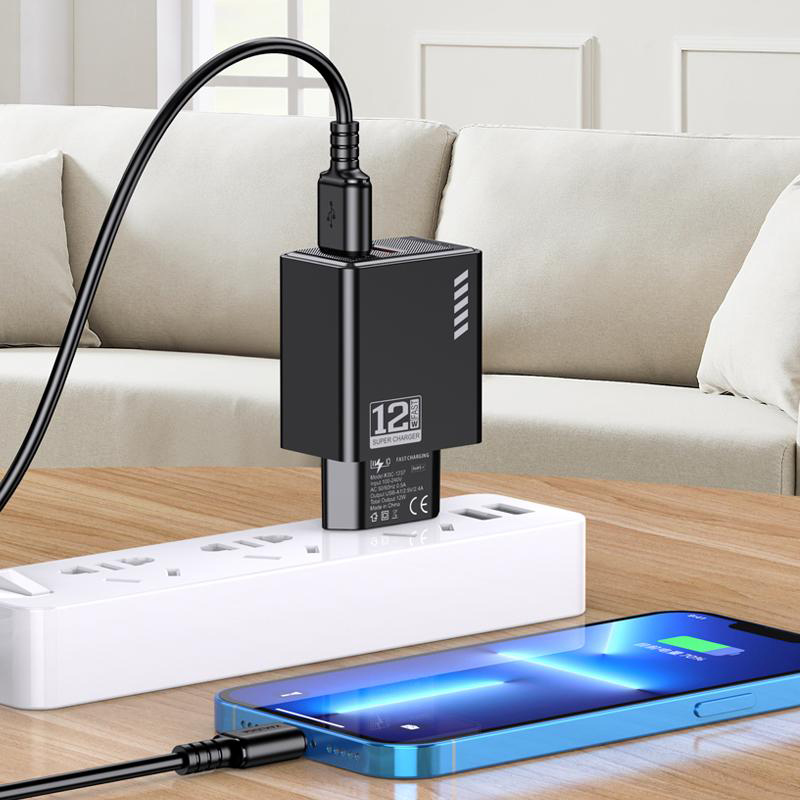 KAKUSIGA φορτιστής τοίχου KSC-1237, 2x USB, 12W, μαύρος KSC-1237-BK