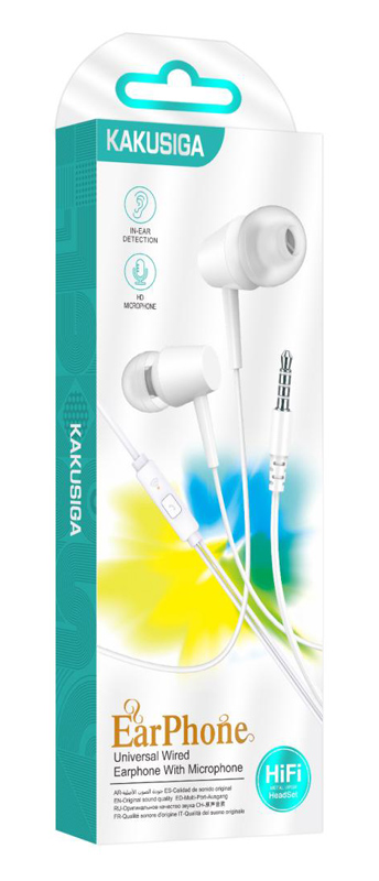 KAKUSIGA earphones με μικρόφωνο KSC-1303, 3.5mm σύνδεση, 10mm, 1.1m, λευκά KSC-1303-WH