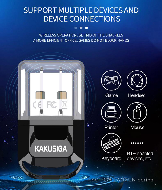 KAKUSIGA USB αντάπτορας Bluetooth 5.0 KSC-908, μαύρος KSC-908