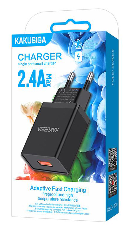 KAKUSIGA φορτιστής τοίχου KSC-930, USB, 2.4A, μαύρος KSC-930-BK