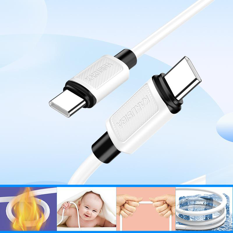 KAKUSIGA καλώδιο USB-C σε USB-C KSC-998, σιλικόνης, 100W, 480Mbps, 1m, μαύρο KSC-998-CC-BK