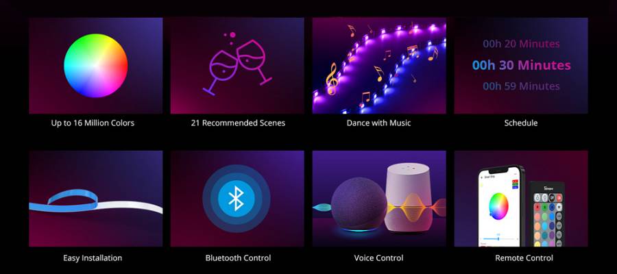 SONOFF smart LED καλωδιοταινία L2-5M, αδιάβροχη, RGB, WiFi & BT, 5m L2-5M