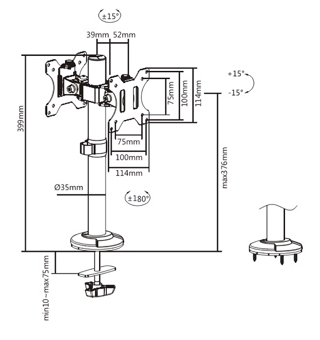 BRATECK βάση γραφείου για 2x οθόνες LDT40-G02, 17-32, έως 8kg LDT40-G02