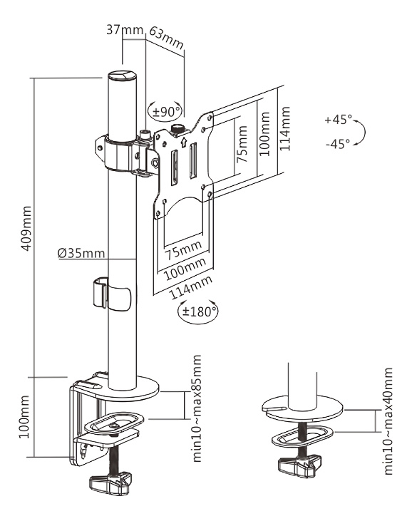 BRATECK βάση γραφείου οθόνης LDT57-C01, 17-32, έως 9kg LDT57-C01