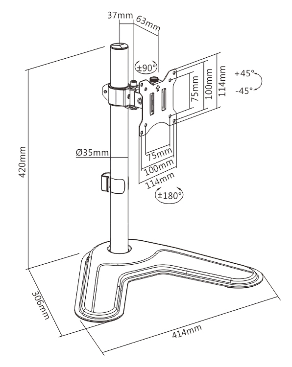 BRATECK βάση γραφείου οθόνης LDT57-T01, 17-32, έως 9kg LDT57-T01