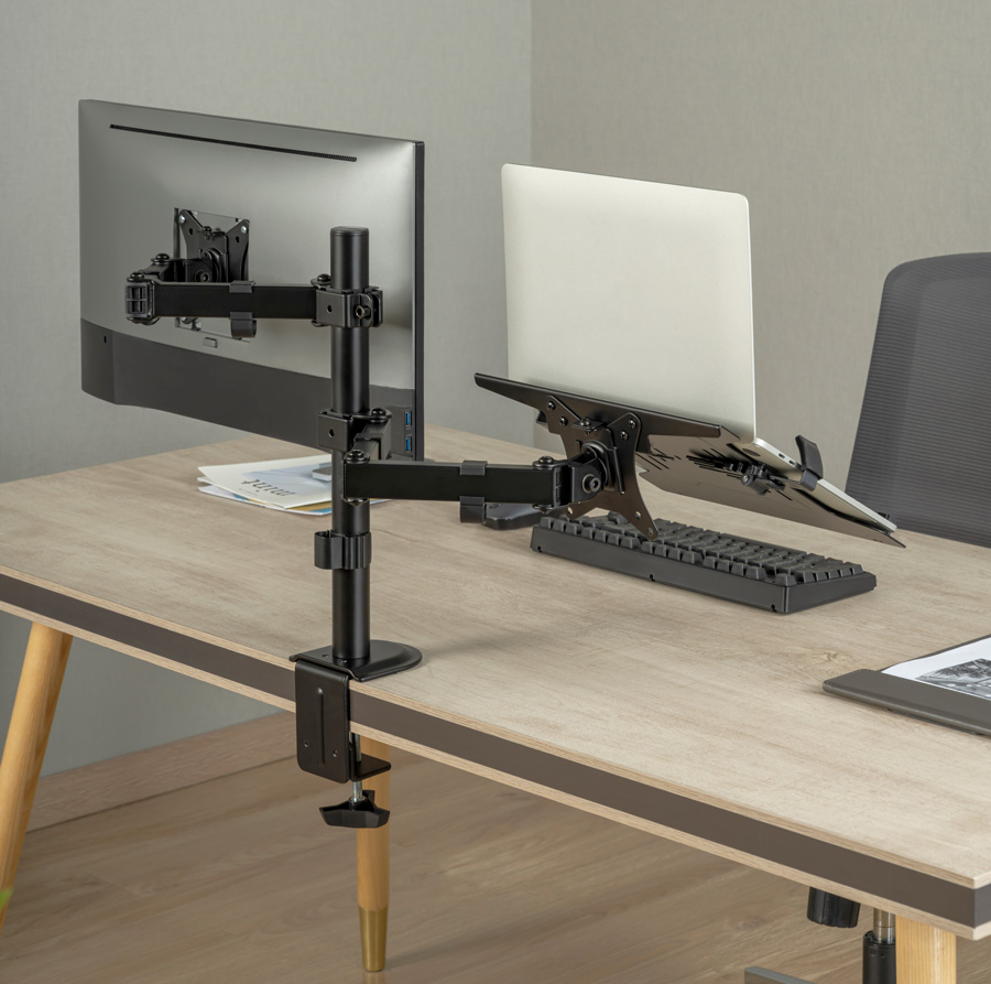 BRATECK βάση γραφείου οθόνης LDT66-C024ML, 17-32, έως 9kg, με θέση για laptop LDT66-C024ML