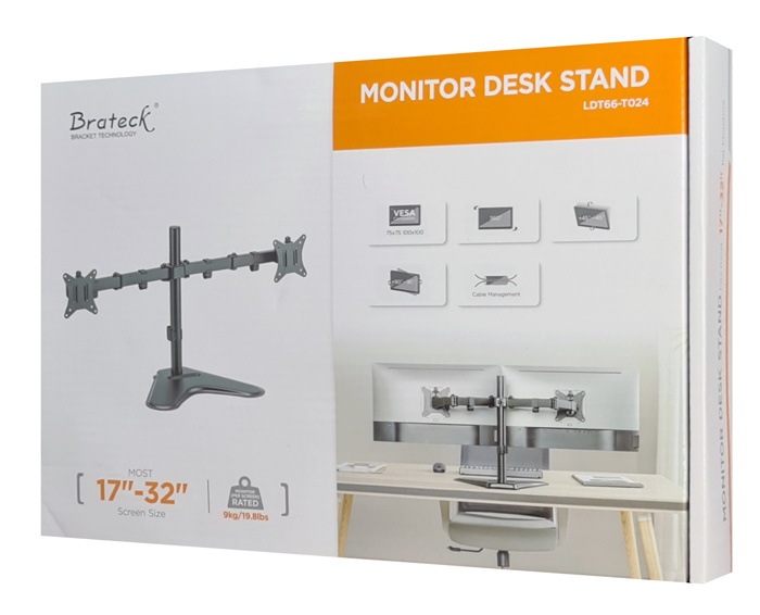 BRATECK βάση γραφείου για 2x οθόνες LDT66-T024, 17-32, έως 9kg LDT66-T024