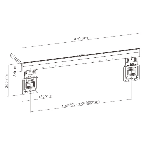 BRATECK επιτοίχια βάση τηλεόρασης LED-1948, 43-100, έως 75kg, ultra slim, fixed LED-1948