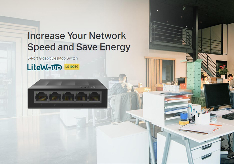 TP-LINK desktop switch LiteWave LS1005G, 5-port 10/100/1000Mbps, Ver 5.40 LS1005G