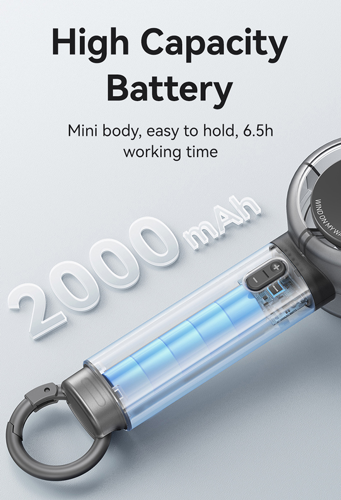 USAMS φορητός ανεμιστήρας LU01 με 5 ταχύτητες, 2000mAh, μαύρος LU01FS01
