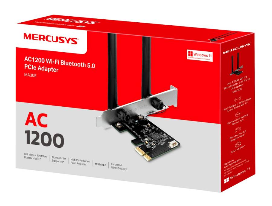 MERCUSYS κάρτα δικτύου WiFi & Bluetooth MA30E, AC1200, PCIe, Ver 1.0 MA30E