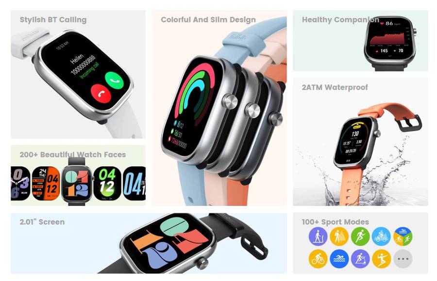 MIBRO smartwatch C4, heart rate, 2.01 TFT, 2 ATM, γκρι MBR-C4-GR
