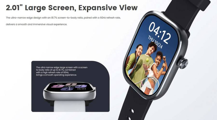 MIBRO smartwatch C4, heart rate, 2.01 TFT, 2 ATM, γκρι MBR-C4-GR