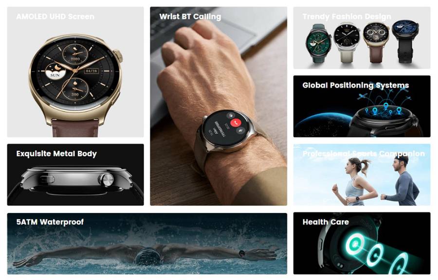 MIBRO smartwatch Lite 3 Pro με 2x λουράκια, heart rate, 1.32 AMOLED, GPS, 5 ATM, γκρι/καφέ MBR-LITE3PRO-GR