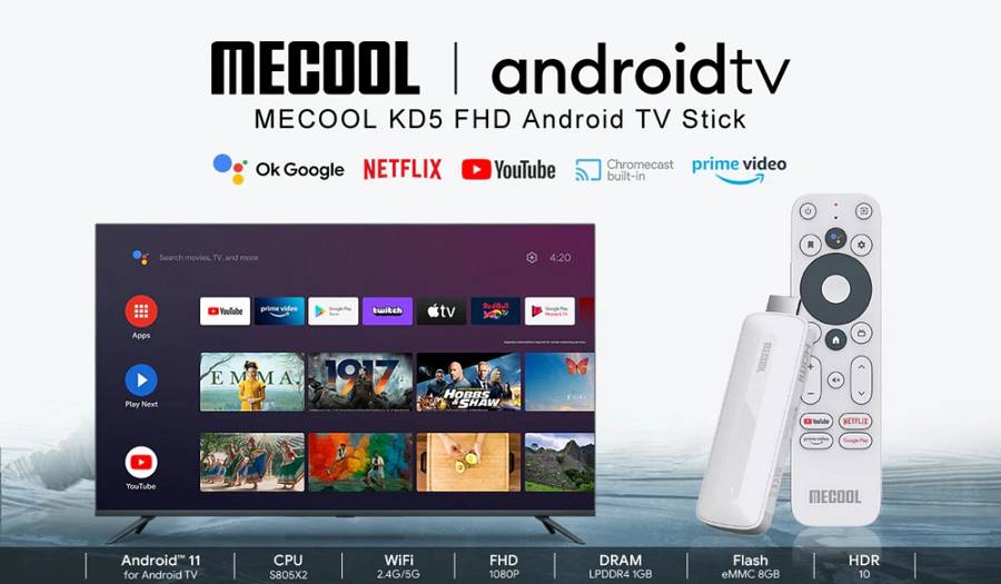 MECOOL TV Stick KD5, Google & Netflix certificate, FHD, WiFi, Android 11 MCL-KD5