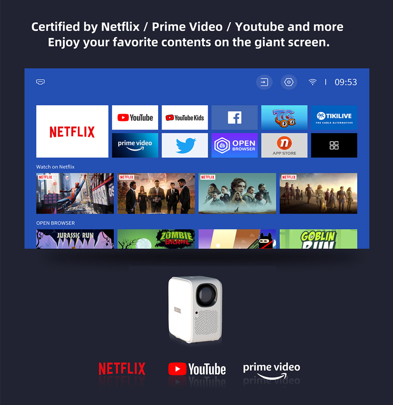 MECOOL smart βιντεοπροβολέας KP2, 1080p FHD, 600 ANSI, Wi-Fi, λευκός MCL-KP2