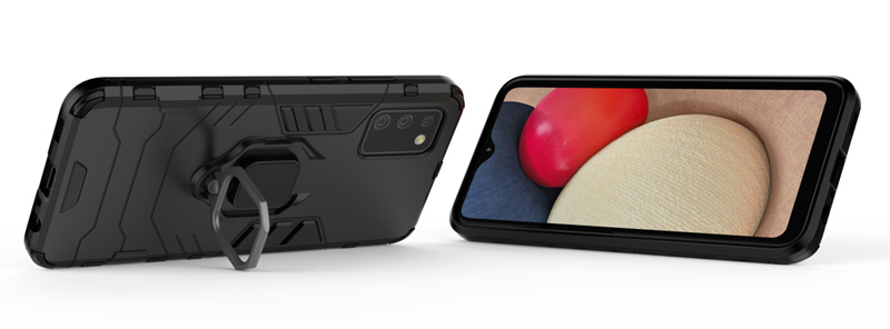 POWERTECH Θήκη Ring Armor MOB-1673 για Samsung A02s, μαύρη MOB-1673