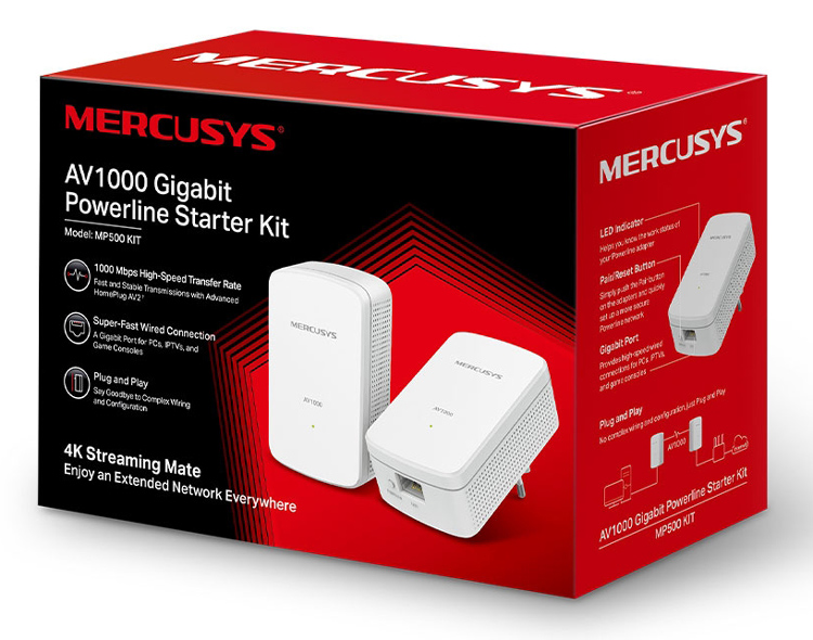 MERCUSYS Powerline MP500 Kit, AV1000 Gigabit, Ver: 1.0 MP500-KIT